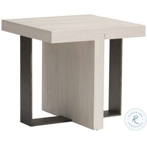 Hoban Weathered Bone And Textured Metal Square Side Table