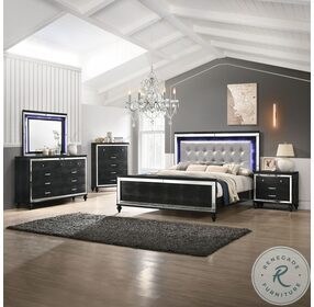 Valentino Black Upholstered Panel Bedroom Set
