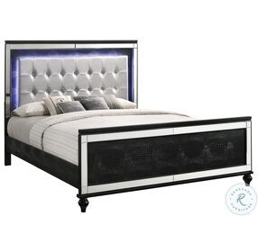 Valentino Black Queen Upholstered Panel Bed