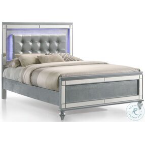 Valentino Silver King Upholstered Panel Bed