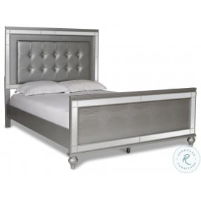 Valentino Silver Queen Upholstered Panel Bed