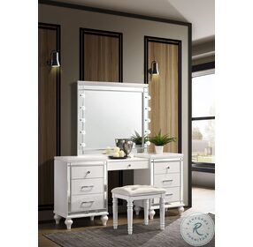 Valentino White Vanity Table With Stool