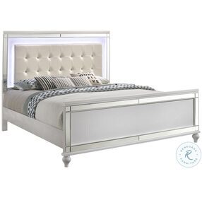 Valentino White California King Upholstered Panel Bed