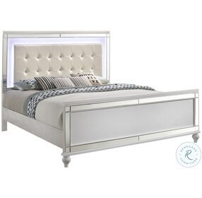 Valentino White King Upholstered Panel Bed