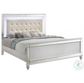 Valentino White Queen Upholstered Panel Bed