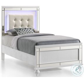 Valentino White Twin Upholstered Panel Bed