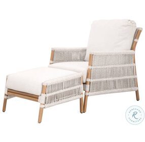 Bacara Woven White Speckle Club Chair with Footstool
