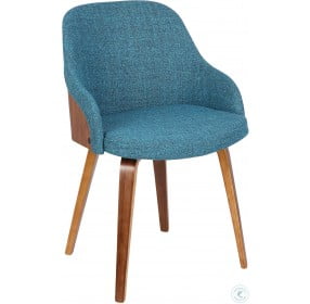 Bacci Walnut And Teal Accent Chair