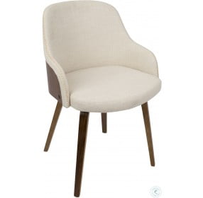 Bacci Walnut And Cream Accent Chair