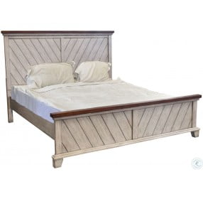 Bear Creek White And Honey Smoke King Panel Bed