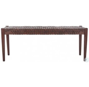Bandelier Brown Leather Weave Bench