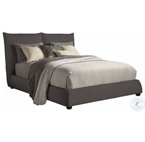 Cumulus Cozy Charcoal King Upholstered Panel Bed
