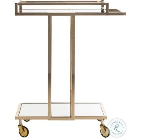 Capri Gold And Mirror 2 Tier Rectangle Bar Cart