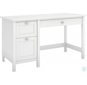 Broadview Pure White Computer Desk with 2 Drawer Pedestal
