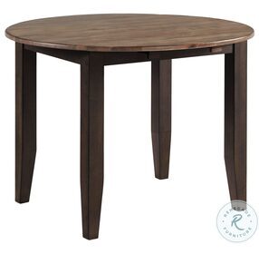 Beacon Black and Walnut 42" Round Drop Leaf Extendable Dining Table