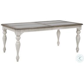 Glendale Estates Distressed White And Dark Wood Tone Extendable Dining Table