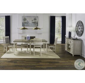 Beacon Smoky White And Peppercorn Leg Extendable Dining Room Set