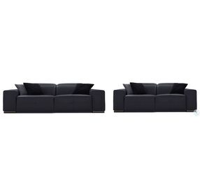 Camilla Anthracite Leather Power Reclining Living Room Set with Adjustable Headrest