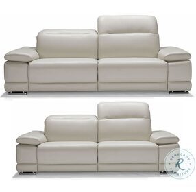 Escape Light Gray Leather Power Reclining Living Room Set with Adjustable Headrest