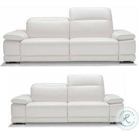 Escape White Leather Power Reclining Living Room Set with Adjustable Headrest