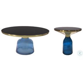Ritz Black And Dark Blue Occasional Table Set