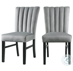 Odette Bellini Grey Velvet Side Chair Set Of 2