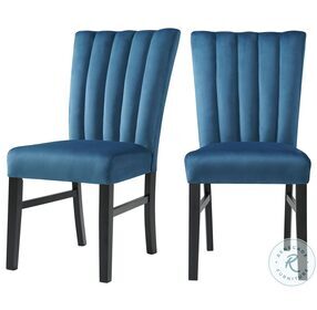 Odette Bellini Navy Blue Velvet Side Chair Set Of 2