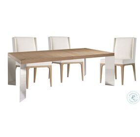 Modulum Polished Stainless Steel And Sahara Dining Room Set