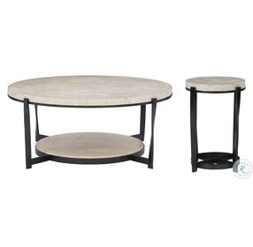 Berkshire Neutral Stone And Aged Pewter 43" Occasional Table Set