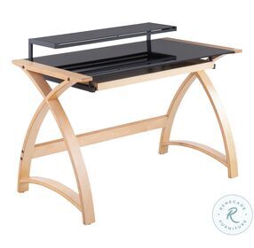 Bentley Natural Wood And Black Glass Office Desk