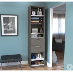 Cielo By Bark Gray and White 195" ShoeCloset Storage Unit with Drawers