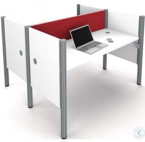 Pro-Biz 43" White Double Face To Face Workstation with Red Tack Boards