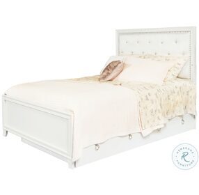 Bella White Tufted Full Upholstered Panel Bed With Trundle