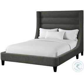 Jacob Luxe Dark Grey King Upholstered Panel Bed