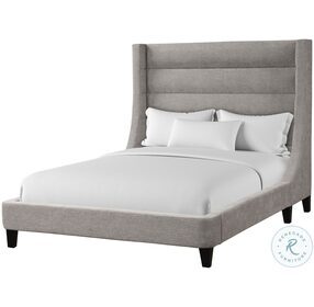 Jacob Luxe Light Grey King Upholstered Panel Bed