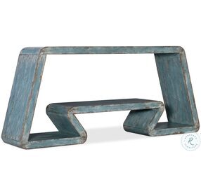 Commerce And Market Heavily Distressed Blue Inside Track Console Table