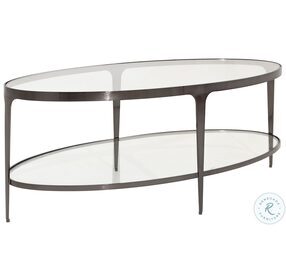 Brando Gunmetal Two Tier Glass Top Oval Coffee Table