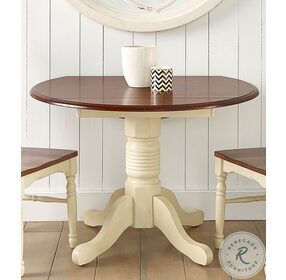 British Isles Merlot Buttermilk 42" Extendable Double Drop Leaf Round Dining Table
