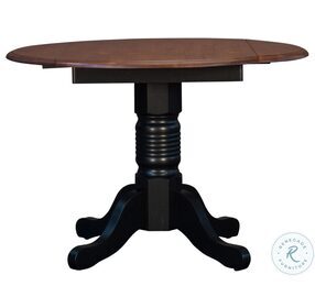 British Isles Oak Black 42" Extendable Round Double Drop Leaf Dining Table