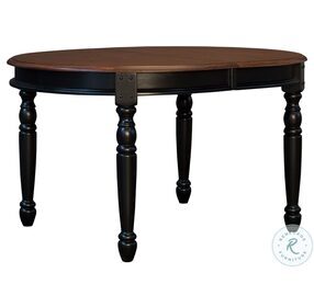 British Isles 76" Oak Black Extendable Oval Dining Table