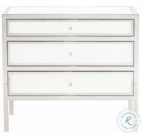 Blanca White And Polished Stainless Steel 34" Nightstand