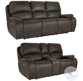 Brookings Brown Power Reclining Living Room Set Power Headrest And Footrest