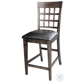 Bristol Point Warm Grey Brown Lattice Back Counter Height Chair Set of 2