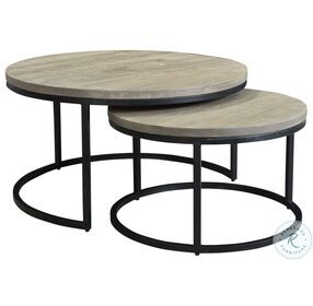 Drey Gray Round Nesting Coffee Table Set