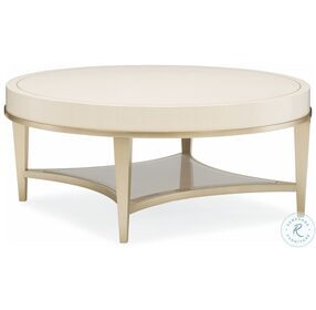 Adela Washed Alabaster And Blush Taupe Round Cocktail Table