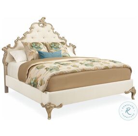 Fontainebleau Effervescent And White King Upholstered Panel Bed