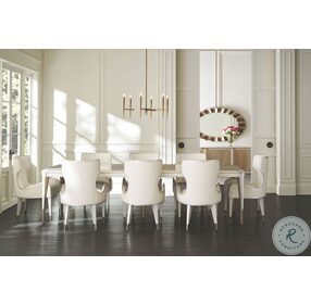 Valentina Matte Pearl and Golden Shimmer Extendable Dining Room Set