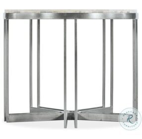 Marin White Onyx And Pewter Metal Round Lamp Table