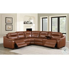 Casa Comely Coach Leather Power Reclining Sectional
