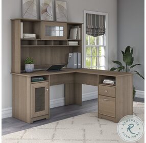 Cabot Ash Gray 60" L Shaped Home Office Set with Hutch